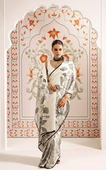 Load image into Gallery viewer, Printed Satin Saree : White
