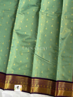 Load image into Gallery viewer, Kanchipuram Semi Silk Saree x Checkered - Seafoam Green x Dark Purple
