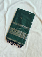 Load image into Gallery viewer, Kalyani Cotton Saree - Silver Zari : Deep Green
