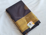 Load image into Gallery viewer, Soft Silk x Gold Zari Saree - Deep Aubergine Brown
