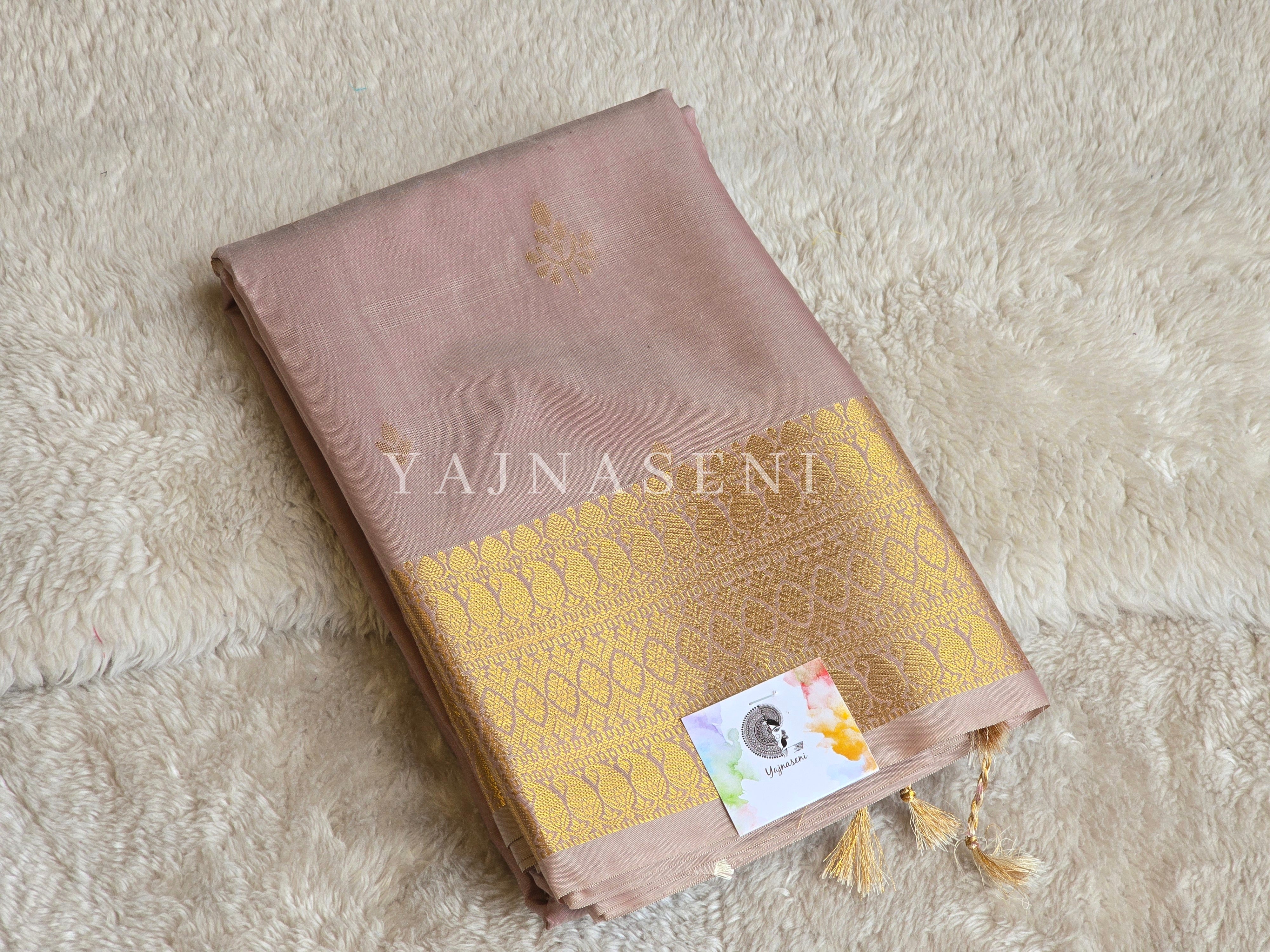 Dainty Motifs x Semi Soft Silk Saree - Blush