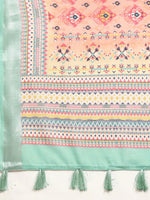 Load image into Gallery viewer, Linen Saree - Peach x Multicolour
