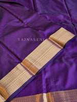 Load image into Gallery viewer, Minimalist Semi Silk Saree x Gold Zari - Dark Purple
