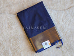 Load image into Gallery viewer, Minimalist Semi Silk Saree x Gold Zari - Navy Blue
