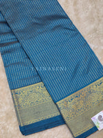 Load image into Gallery viewer, Vaira oosi x Checkered Saree - Dark Teal Blue
