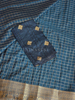 Load image into Gallery viewer, Georgette x Checkered Saree - Teal Blue

