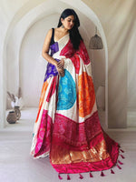 Load image into Gallery viewer, Gajji Silk Saree : White x Multicolour
