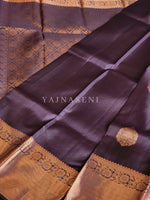 Load image into Gallery viewer, Midnight - Pure Kanjivaram Silk Saree with Copper Zari
