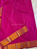 Load image into Gallery viewer, Minimalist Semi Silk Saree x Gold Zari - Boysenberry
