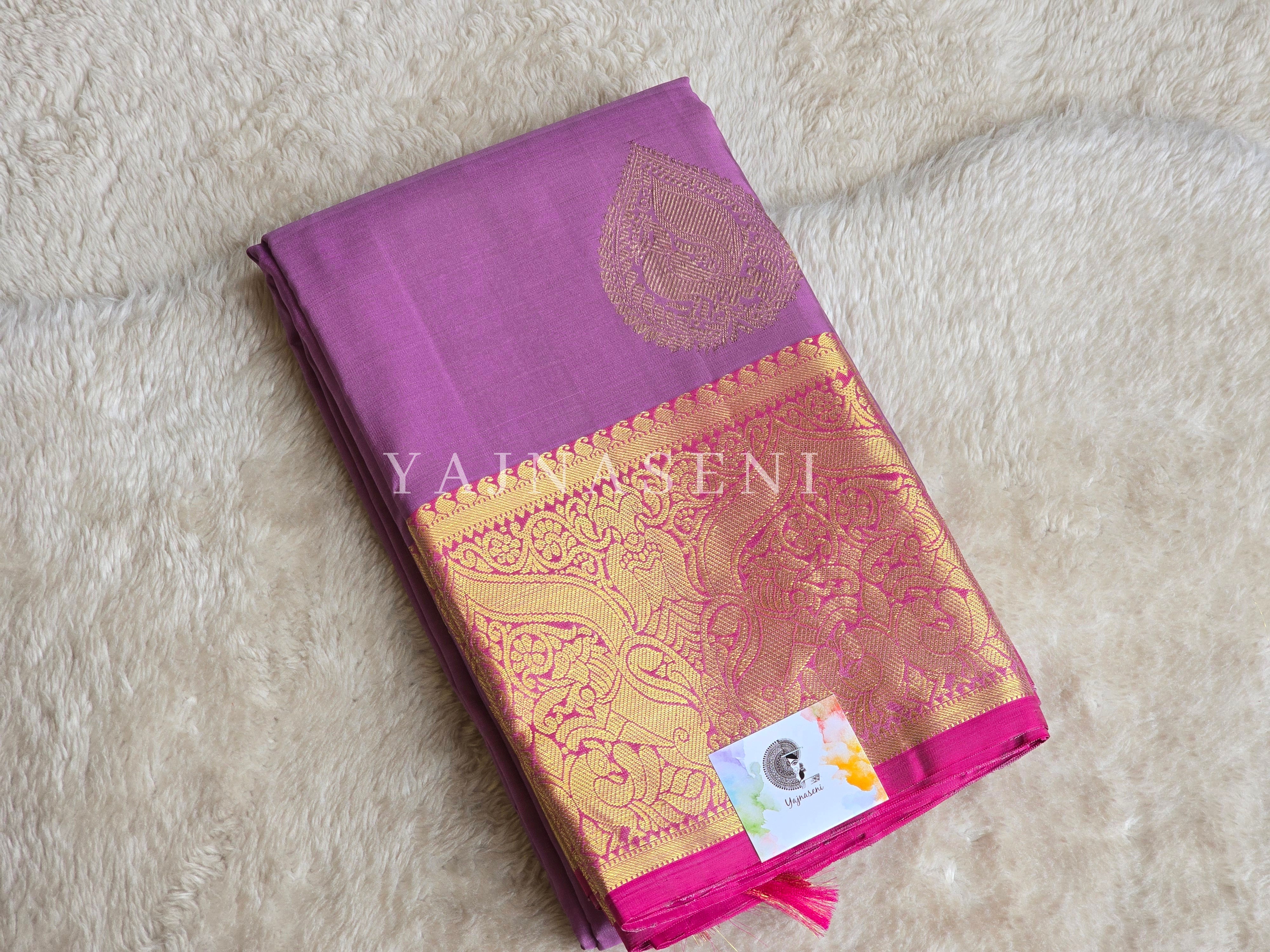 EVENING PETAL - Pure Kanjivaram Silk Saree with Gold Zari