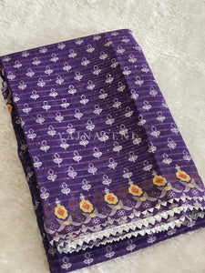 Sequins x Printed Georgette Saree - Purple