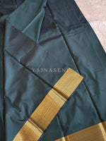 Load image into Gallery viewer, Minimalist Semi Silk Saree x Gold Zari - Timber Green
