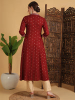 Load image into Gallery viewer, DAAKINI [XL/42] - Semi-Flared Kurti Dress (Maroon)
