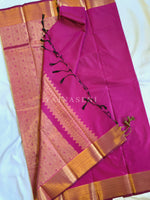 Load image into Gallery viewer, Minimalist Semi Silk Saree x Gold Zari - Boysenberry
