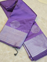 Load image into Gallery viewer, Semi Soft Silk Silver Zari Saree - Dark Lavender
