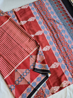 Load image into Gallery viewer, Printed Satin Saree : Diamond Border x Stripes
