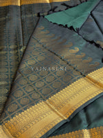 Load image into Gallery viewer, Soft Silk x Gold Zari Saree - Timber Green
