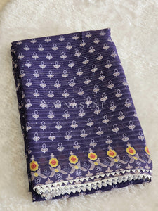 Sequins x Printed Georgette Saree - Dark Indigo