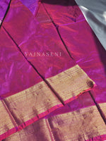 Load image into Gallery viewer, Semi Kanchi Silk x Gold Zari Saree - Purple Garnet (Red Undertone)
