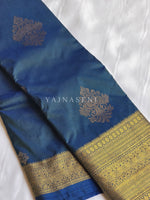Load image into Gallery viewer, Royal Edit x Semi Soft Silk Gold Zari Saree - Peacock Blue
