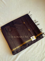 Load image into Gallery viewer, Maheswari Small Border Cotton Saree : Dark Chocolate x Black

