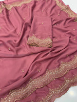 Load image into Gallery viewer, Chiffon saree x Embroidery x Pearls : Pink

