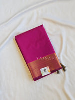 Load image into Gallery viewer, Minimalist Semi Silk Saree x Gold Zari - Boysenberry
