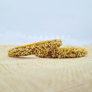 AAHANA - pair of kada , clustered mini gold beads