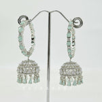 Load image into Gallery viewer, KASHMIRA ring jhumkas (silver-mint)
