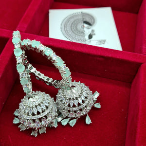 KASHMIRA ring jhumkas (silver-mint)