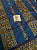 Load image into Gallery viewer, Kalyani Cotton Saree - Mustard with Blue
