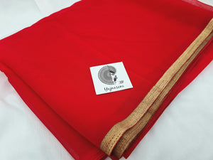 Red Chiffon with embroidered blouse