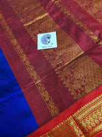 Load image into Gallery viewer, Kalyani Cotton Saree - Royal Blue with Red
