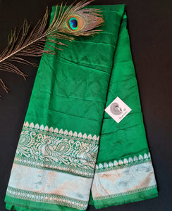 Lichi Silk Saree - Green