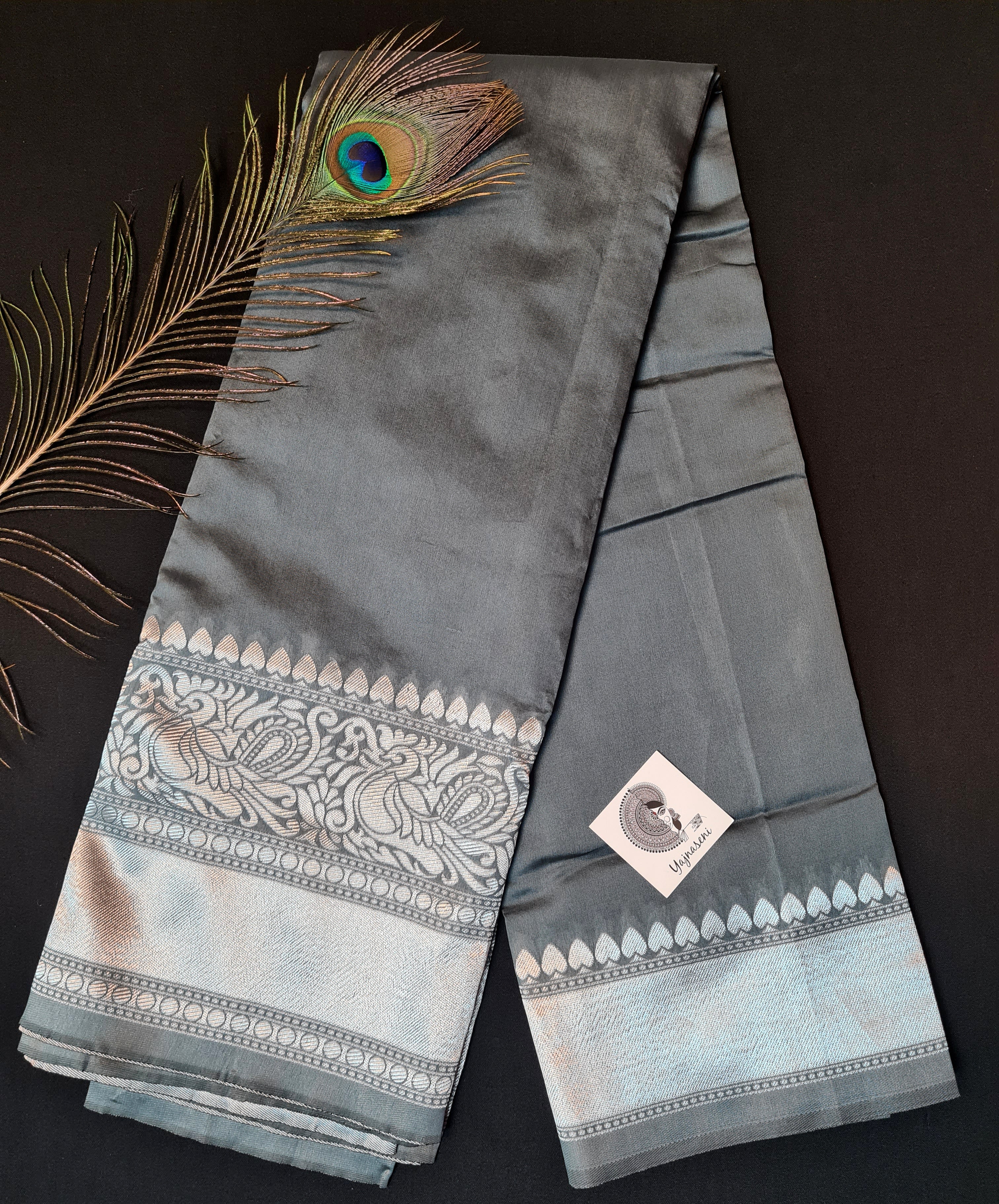 Lichi Silk Saree - Grey