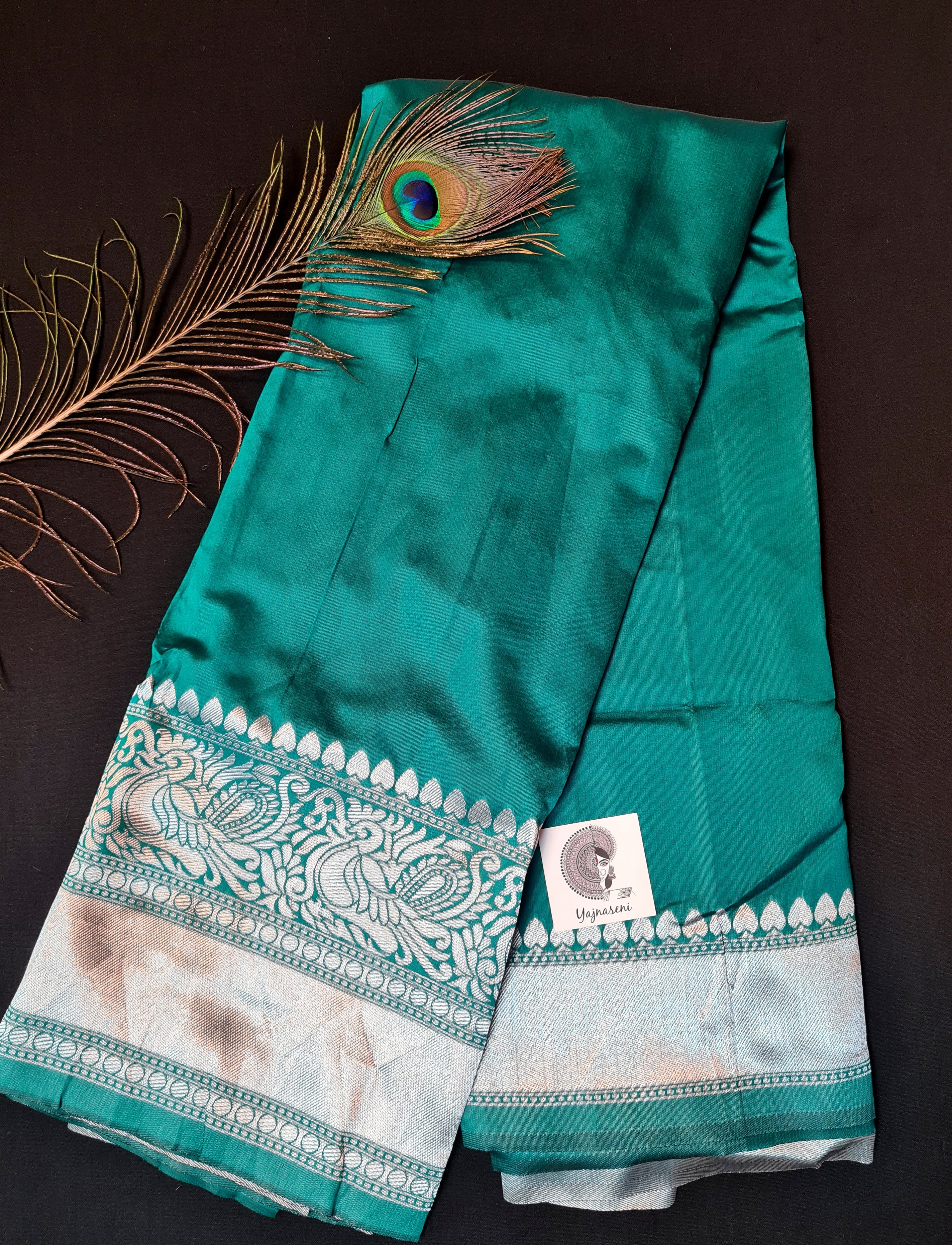 Lichi Silk Saree - Teal