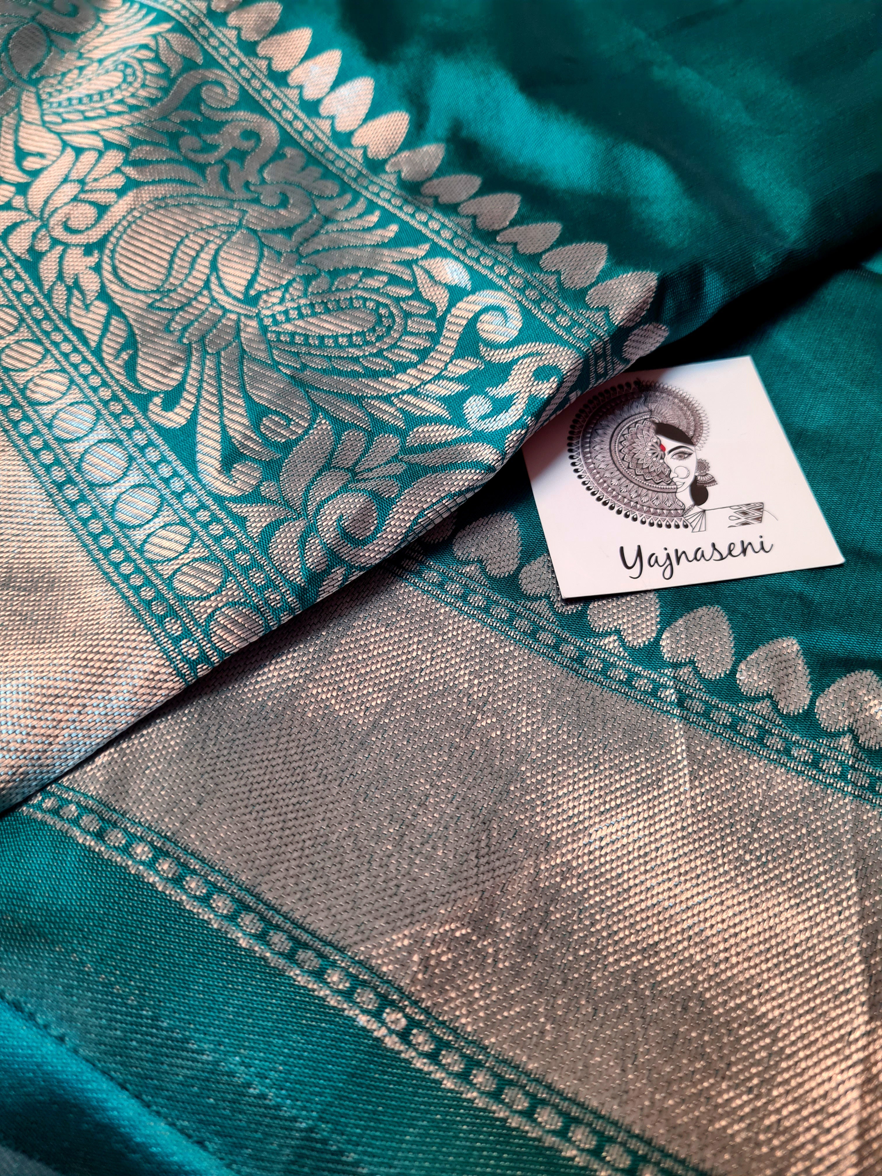Lichi Silk Saree - Teal