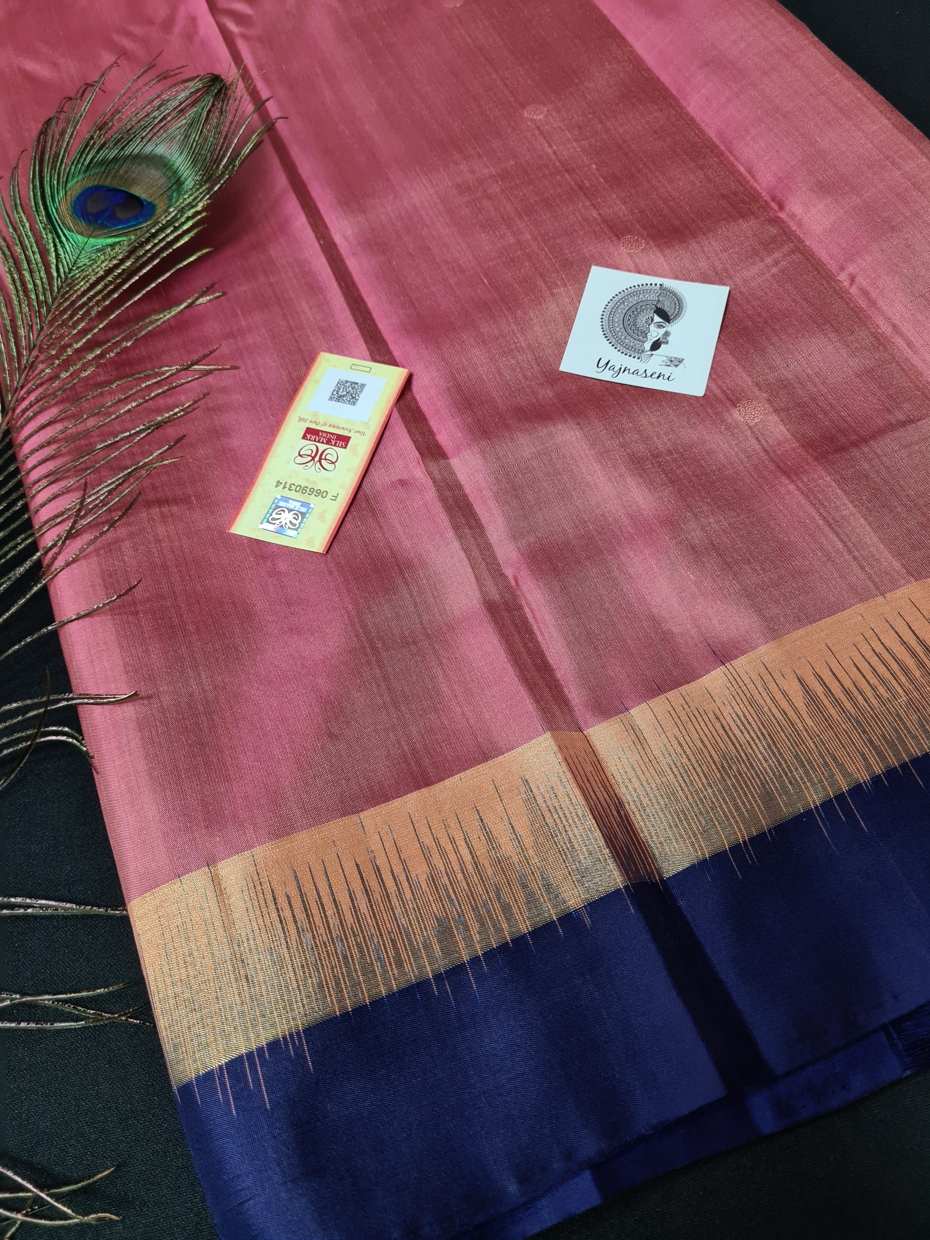 Pure Soft Silk Kanjivaram Saree - Rouge x Royal