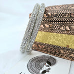 Load image into Gallery viewer, Silver bangles with White stones
