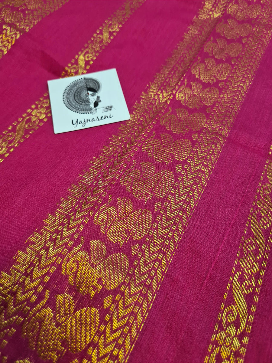 Kalyani Cotton Saree Carnation with Pink Yajnaseni