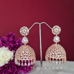 Load image into Gallery viewer, NIMISHA jhumkas (rosegold-white)
