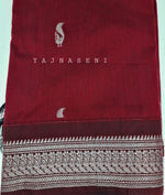 Load image into Gallery viewer, Kalyani Cotton Saree - Silver Zari : Deep Red x Maroon
