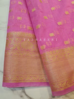 Load image into Gallery viewer, SilverGold Banarasi x SemiGeorgette Saree - Pink
