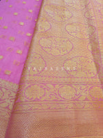 Load image into Gallery viewer, SilverGold Banarasi x SemiGeorgette Saree - Pink
