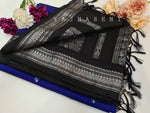 Load image into Gallery viewer, Kalyani Cotton Saree - Silver Zari : Sapphire x Black
