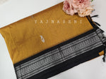 Load image into Gallery viewer, Kalyani Cotton Saree - Silver Zari : Mustard x Black
