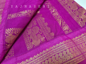 Kalyani Cotton Saree - Light Pink with Fuchsia (with butta)