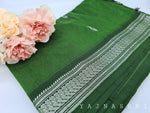 Load image into Gallery viewer, Kalyani Cotton Saree - Silver Zari : Forest Green
