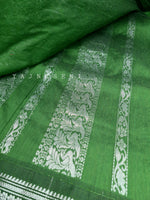 Load image into Gallery viewer, Kalyani Cotton Saree - Silver Zari : Forest Green
