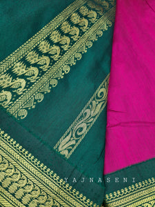 Kalyani Cotton Saree - Rani x Dark Green